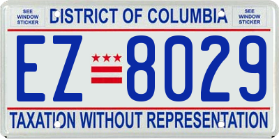 DC license plate EZ8029