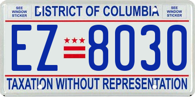 DC license plate EZ8030