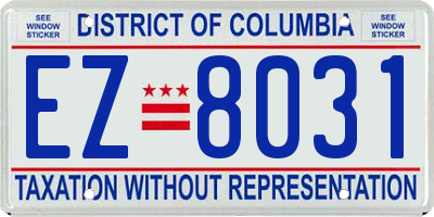 DC license plate EZ8031