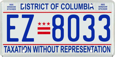 DC license plate EZ8033