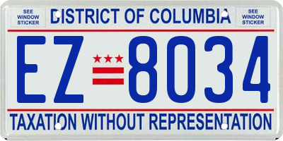 DC license plate EZ8034