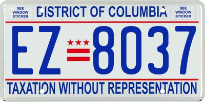 DC license plate EZ8037