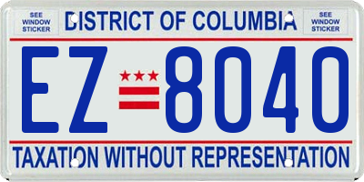 DC license plate EZ8040