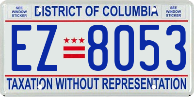 DC license plate EZ8053