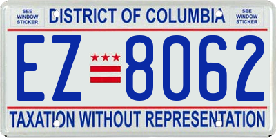 DC license plate EZ8062