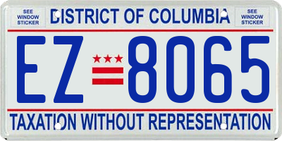 DC license plate EZ8065