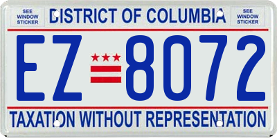 DC license plate EZ8072