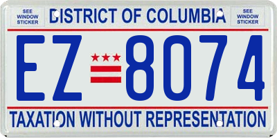 DC license plate EZ8074