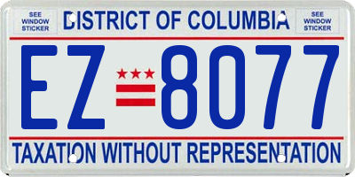 DC license plate EZ8077