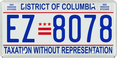 DC license plate EZ8078