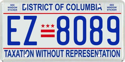 DC license plate EZ8089