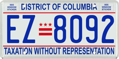 DC license plate EZ8092