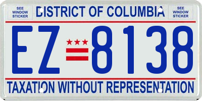 DC license plate EZ8138