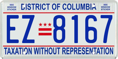 DC license plate EZ8167