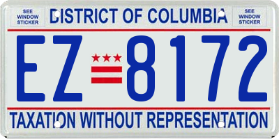 DC license plate EZ8172