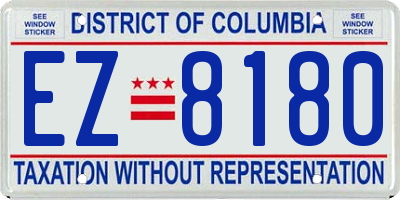 DC license plate EZ8180