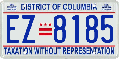 DC license plate EZ8185