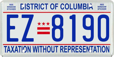 DC license plate EZ8190