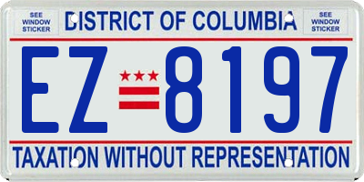 DC license plate EZ8197