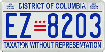 DC license plate EZ8203