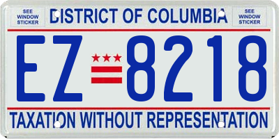 DC license plate EZ8218