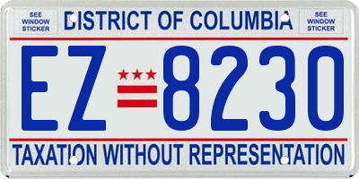 DC license plate EZ8230