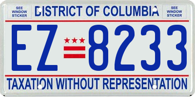 DC license plate EZ8233