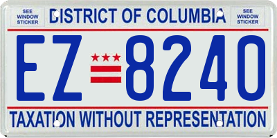 DC license plate EZ8240