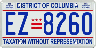 DC license plate EZ8260