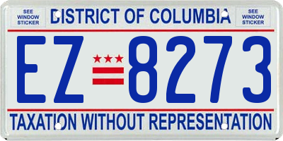 DC license plate EZ8273