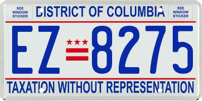 DC license plate EZ8275