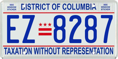 DC license plate EZ8287