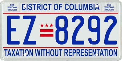 DC license plate EZ8292