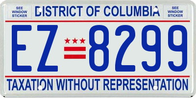 DC license plate EZ8299