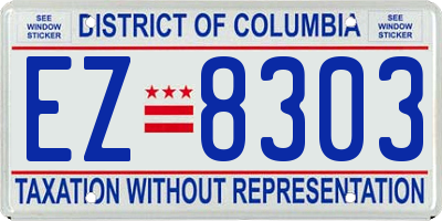 DC license plate EZ8303