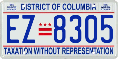 DC license plate EZ8305