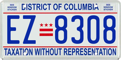 DC license plate EZ8308