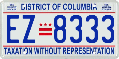 DC license plate EZ8333