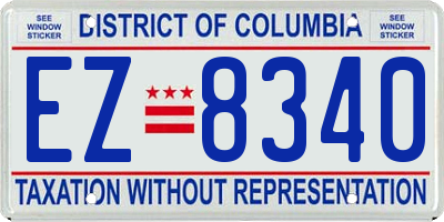 DC license plate EZ8340