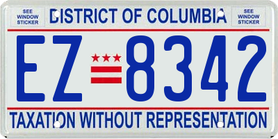 DC license plate EZ8342