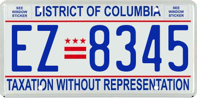 DC license plate EZ8345