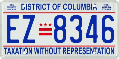 DC license plate EZ8346