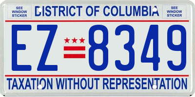 DC license plate EZ8349