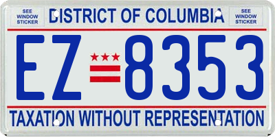 DC license plate EZ8353