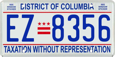 DC license plate EZ8356