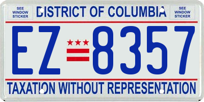 DC license plate EZ8357