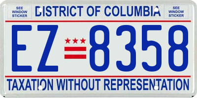 DC license plate EZ8358