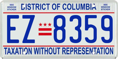 DC license plate EZ8359