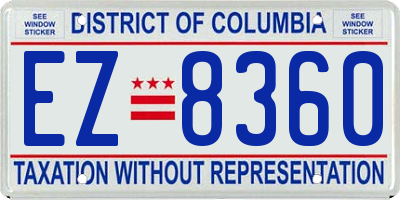 DC license plate EZ8360