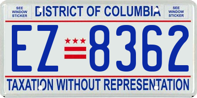 DC license plate EZ8362